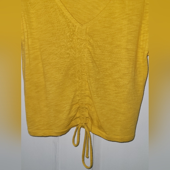 Express Knit Yellow Drawstring Balloon Sleeve Casual Top, Size S - Picture 3 of 8